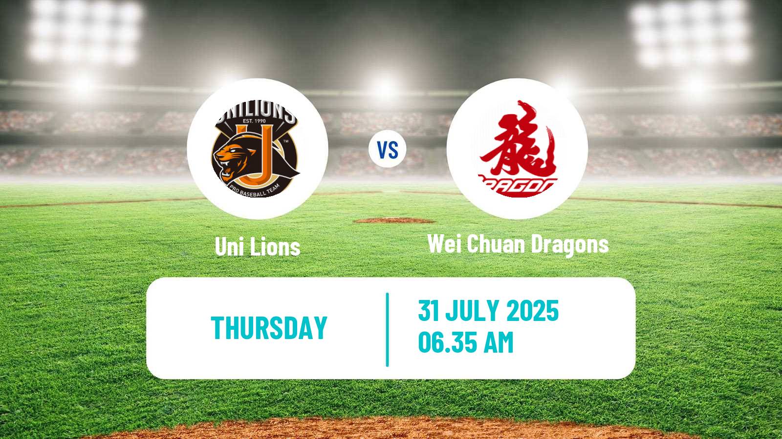 Baseball Taiwan CPBL Uni Lions - Wei Chuan Dragons