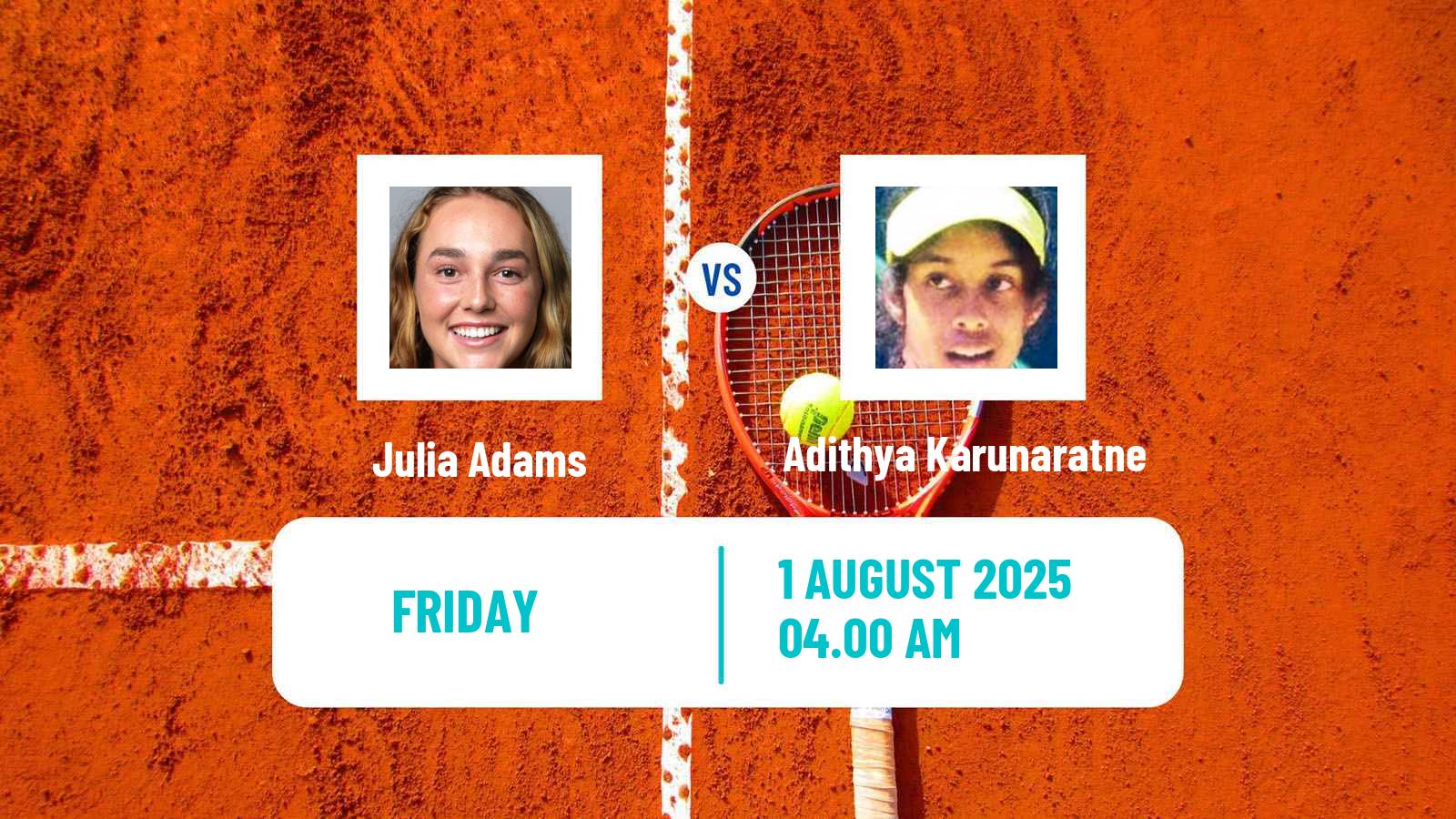 Tennis ITF W15 Monastir 27 Women Julia Adams - Adithya Karunaratne