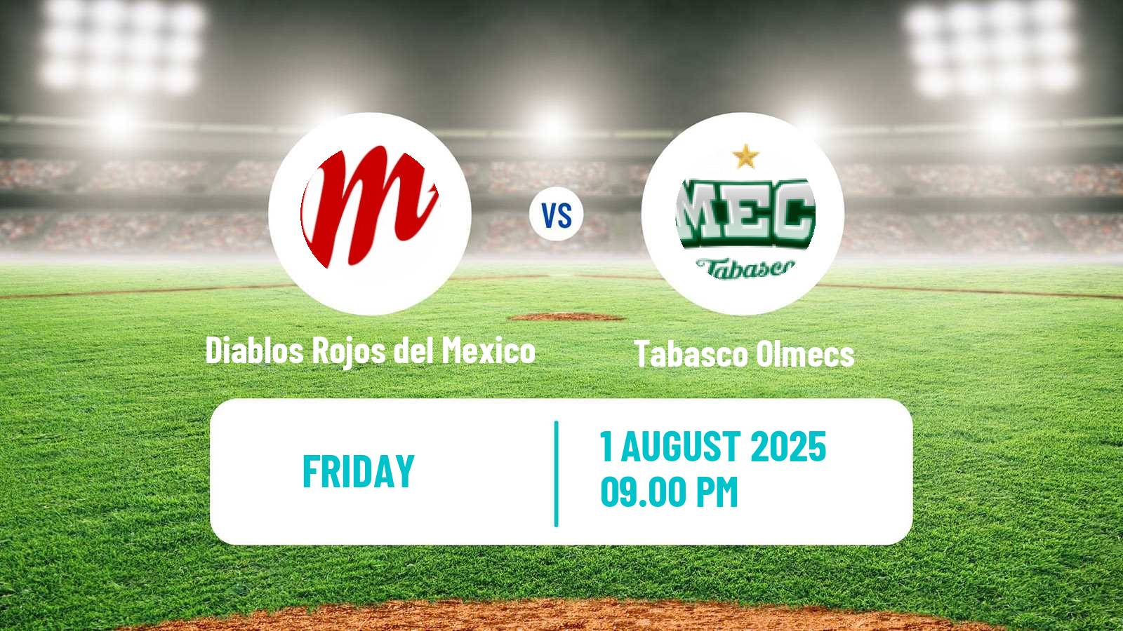 Baseball LMB Diablos Rojos del Mexico - Tabasco Olmecs