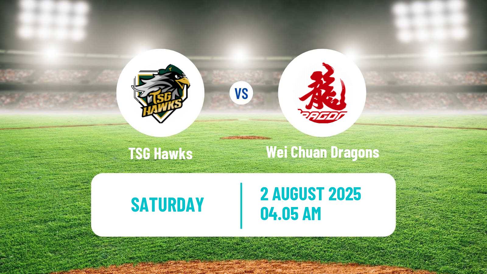 Baseball Taiwan CPBL TSG Hawks - Wei Chuan Dragons