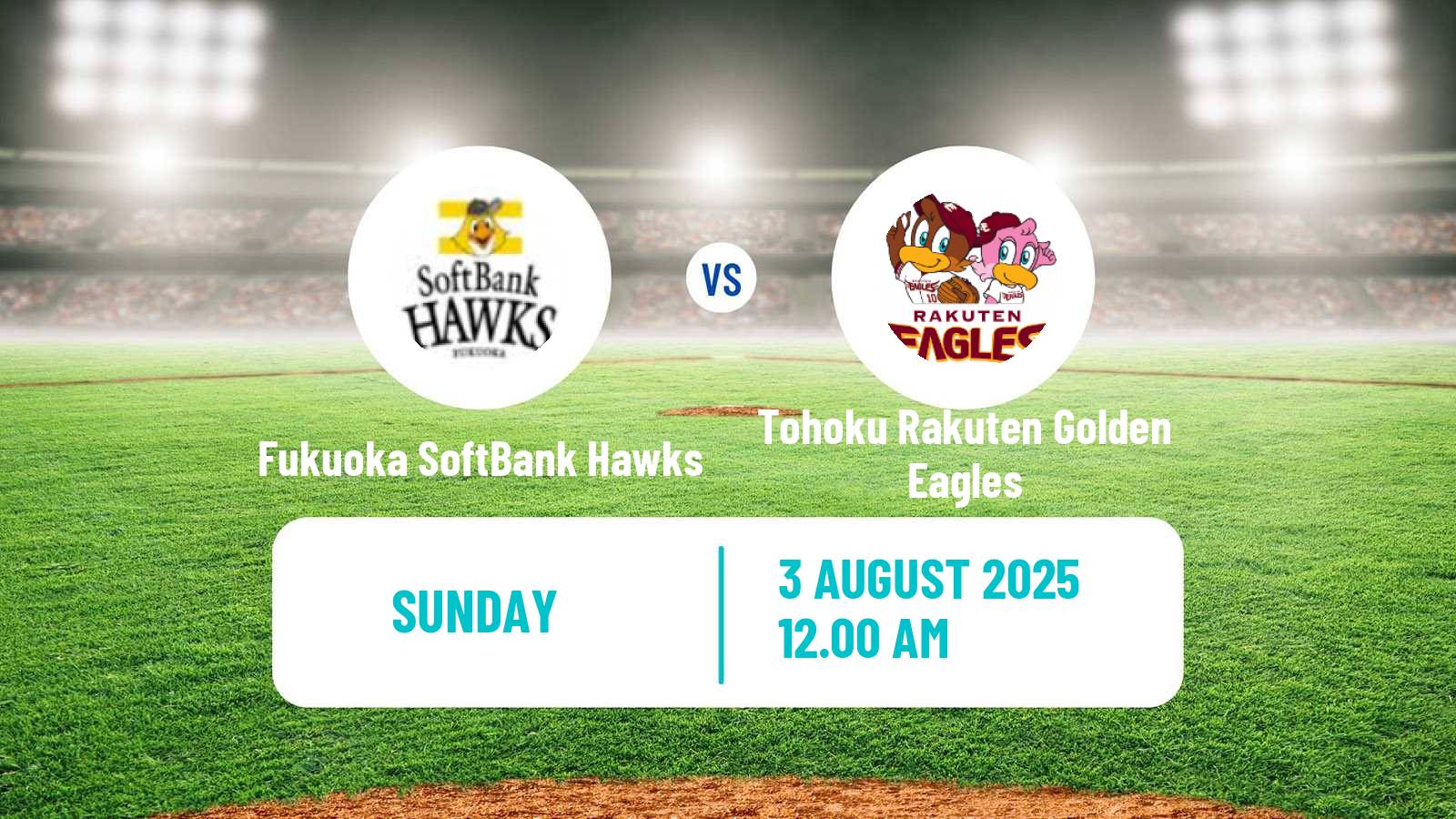 Baseball NPB Fukuoka SoftBank Hawks - Tohoku Rakuten Golden Eagles