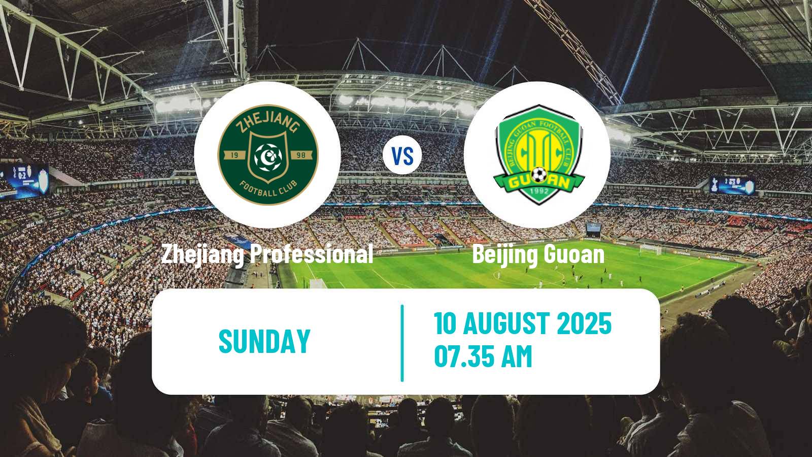 Soccer Chinese Super League Zhejiang Professional - Beijing Guoan