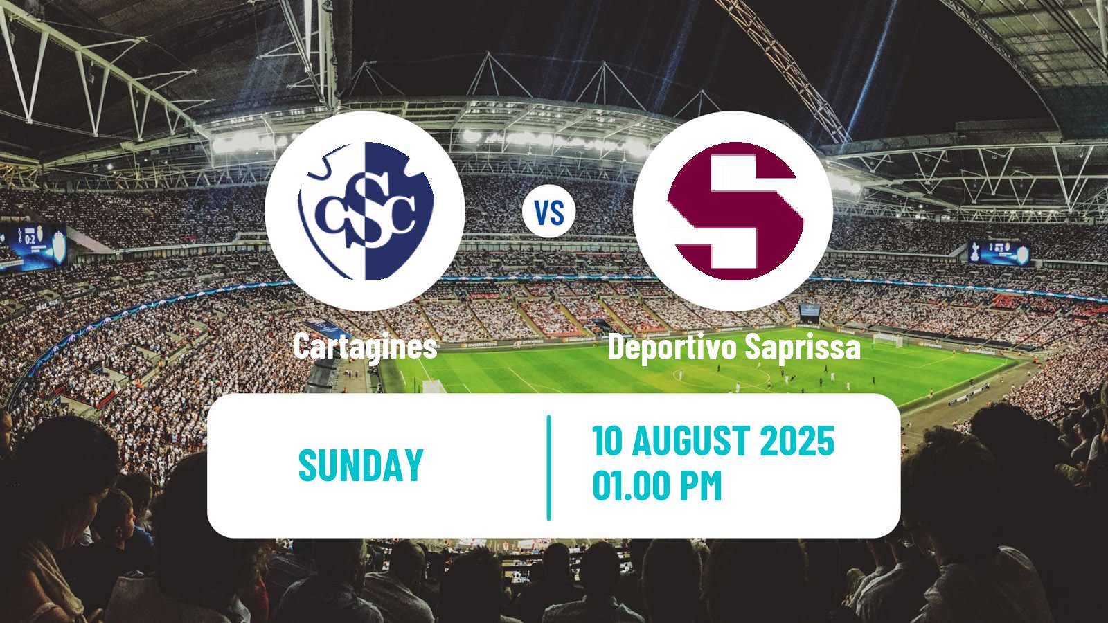 Soccer Costa Rican Primera Division Cartagines - Deportivo Saprissa