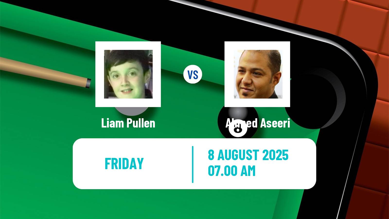Snooker Saudi Arabia Masters Liam Pullen - Ahmed Aseeri