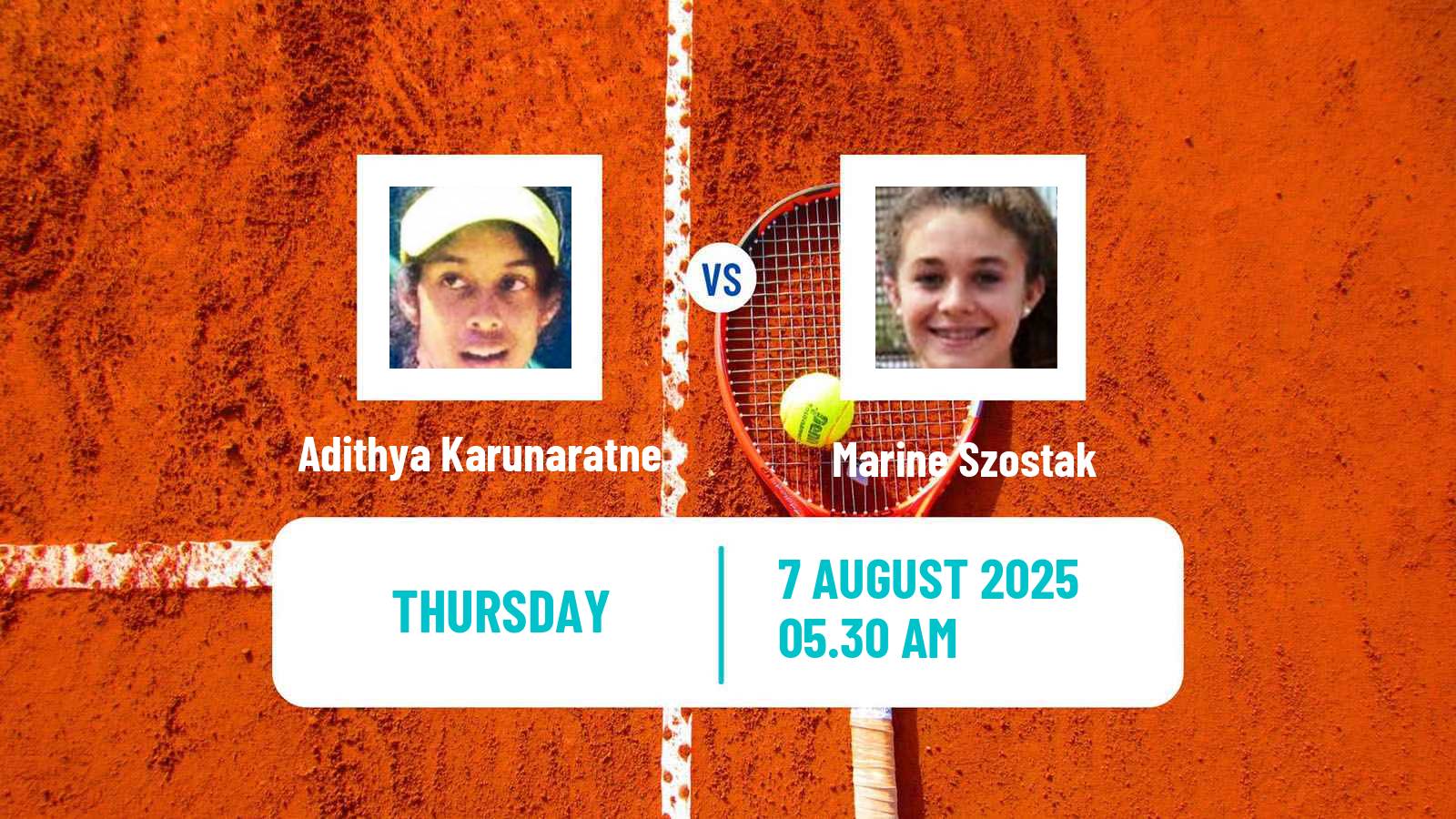 Tennis ITF W15 Monastir 28 Women Adithya Karunaratne - Marine Szostak