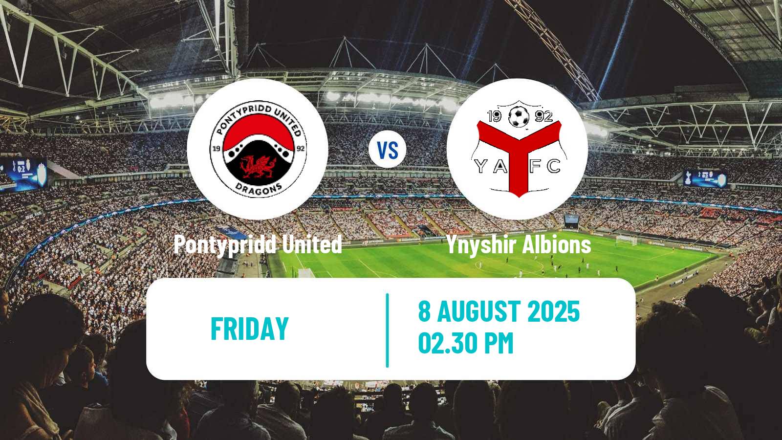 Soccer Welsh Cymru South Pontypridd United - Ynyshir Albions