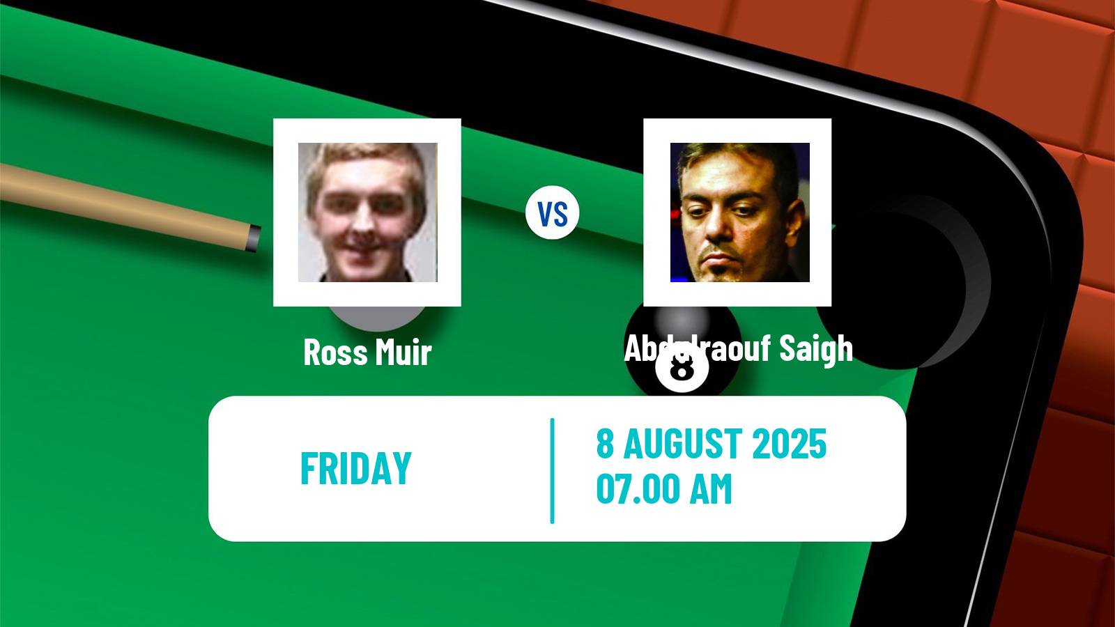 Snooker Saudi Arabia Masters Ross Muir - Abdulraouf Saigh