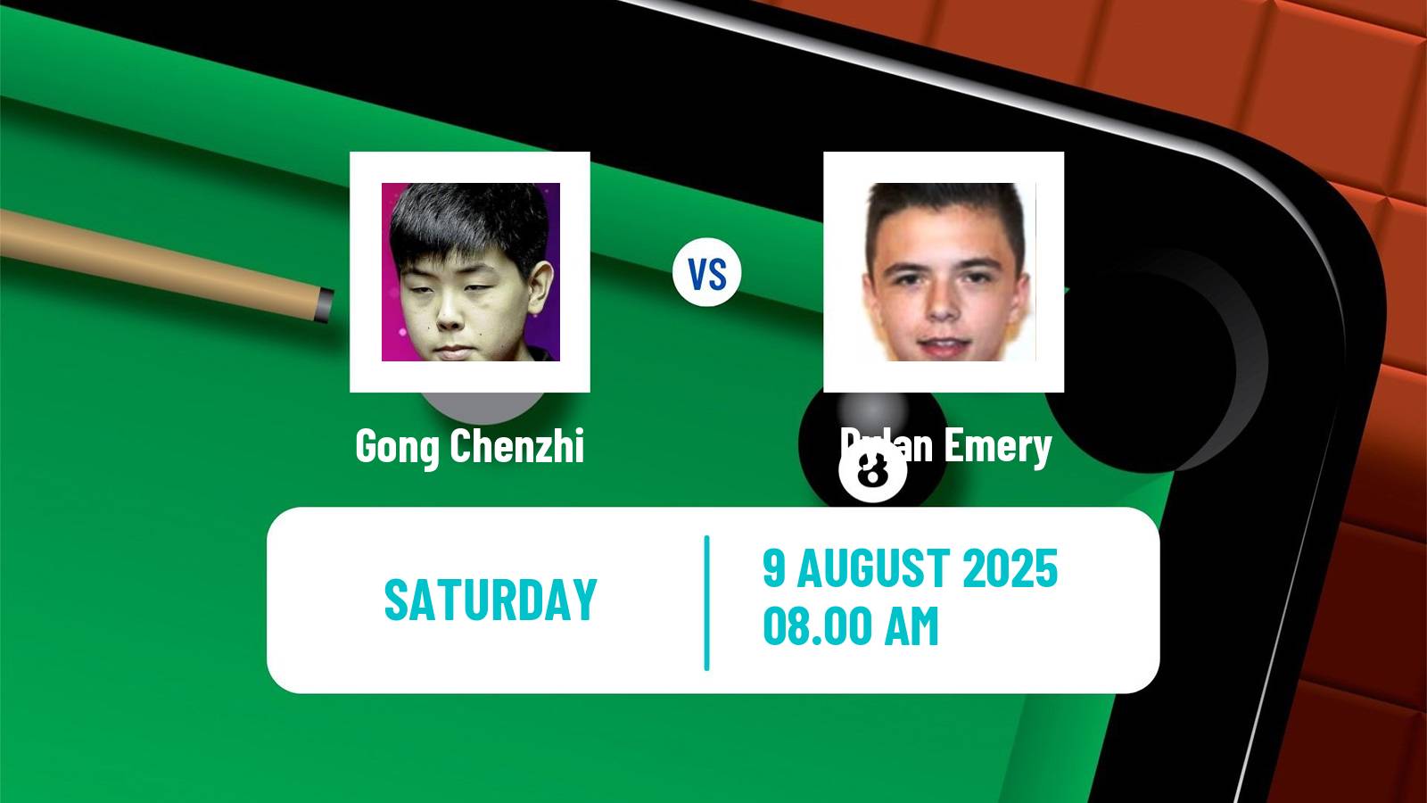 Snooker Saudi Arabia Masters Gong Chenzhi - Dylan Emery