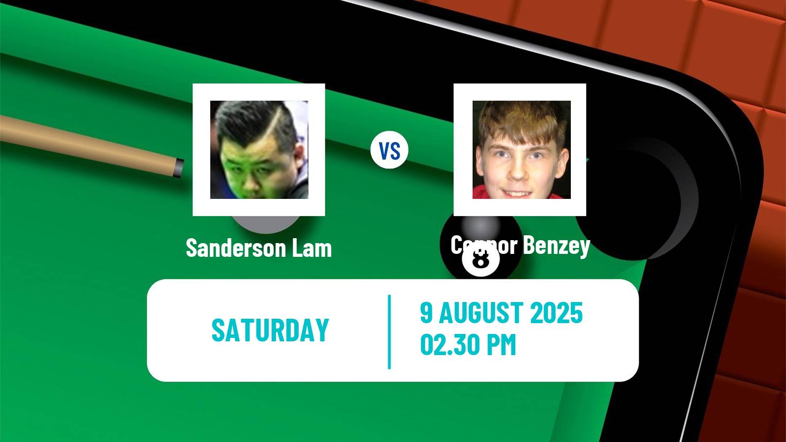 Snooker Saudi Arabia Masters Sanderson Lam - Connor Benzey