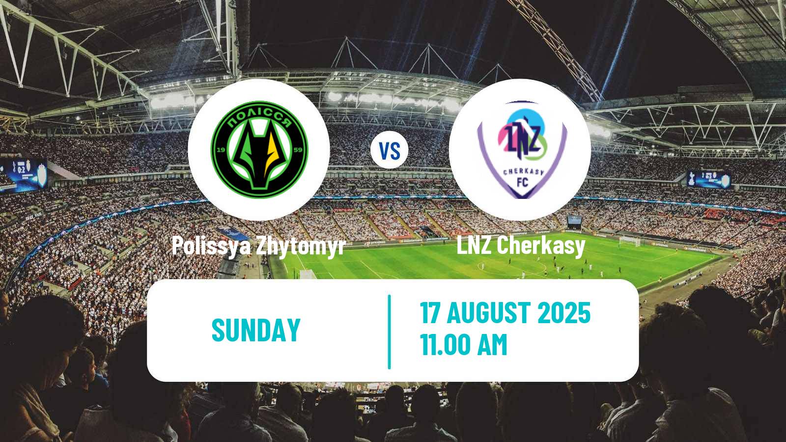 Soccer Ukrainian Premier League Polissya Zhytomyr - LNZ Cherkasy