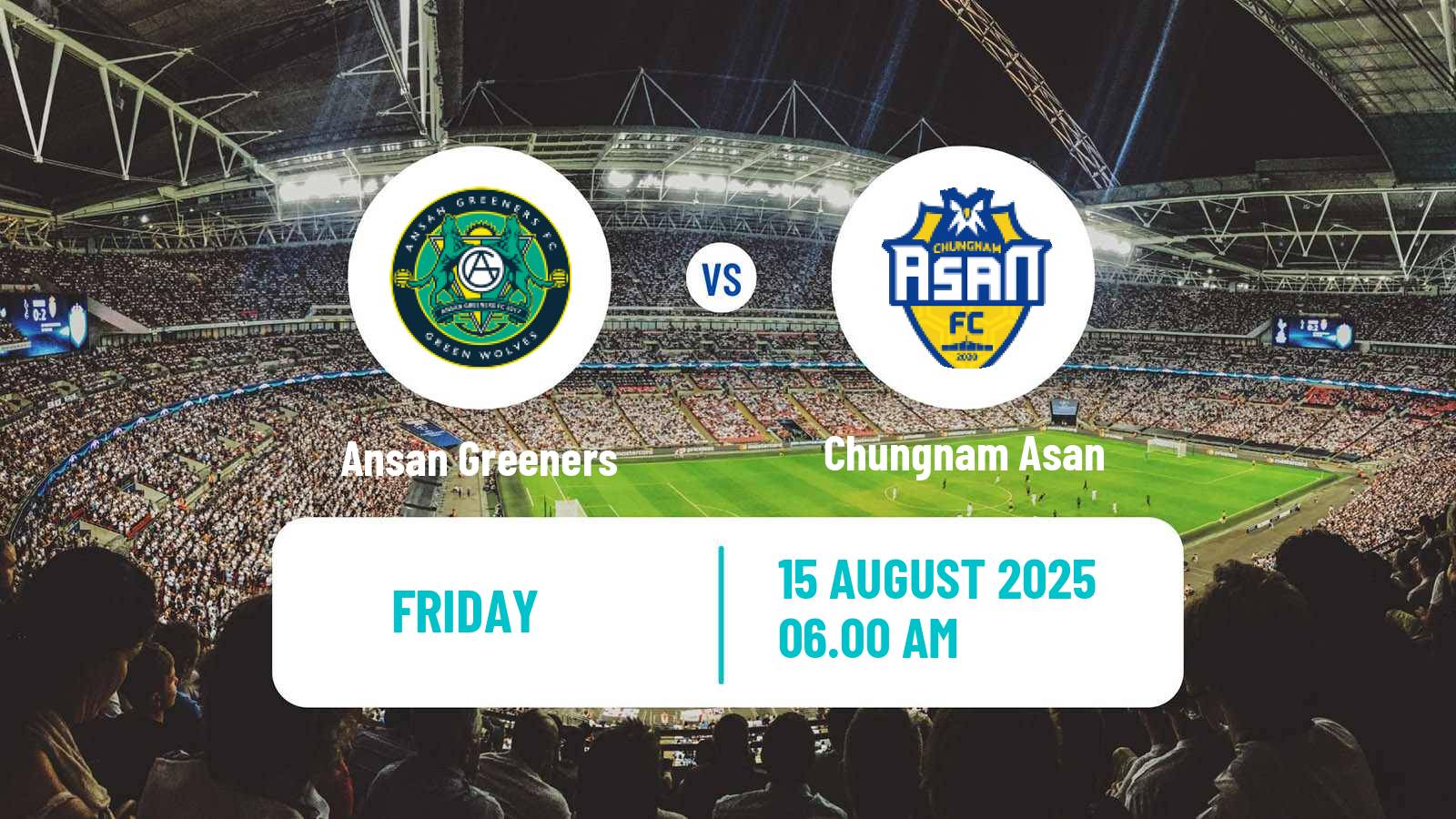 Soccer South Korean K-League 2 Ansan Greeners - Chungnam Asan