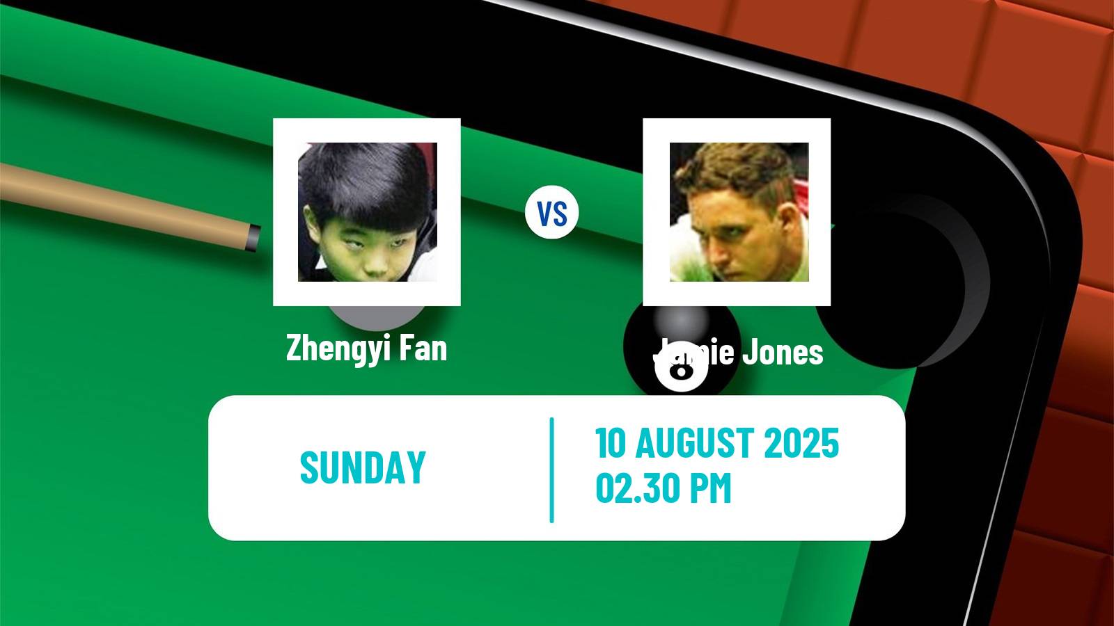 Snooker Saudi Arabia Masters Zhengyi Fan - Jamie Jones