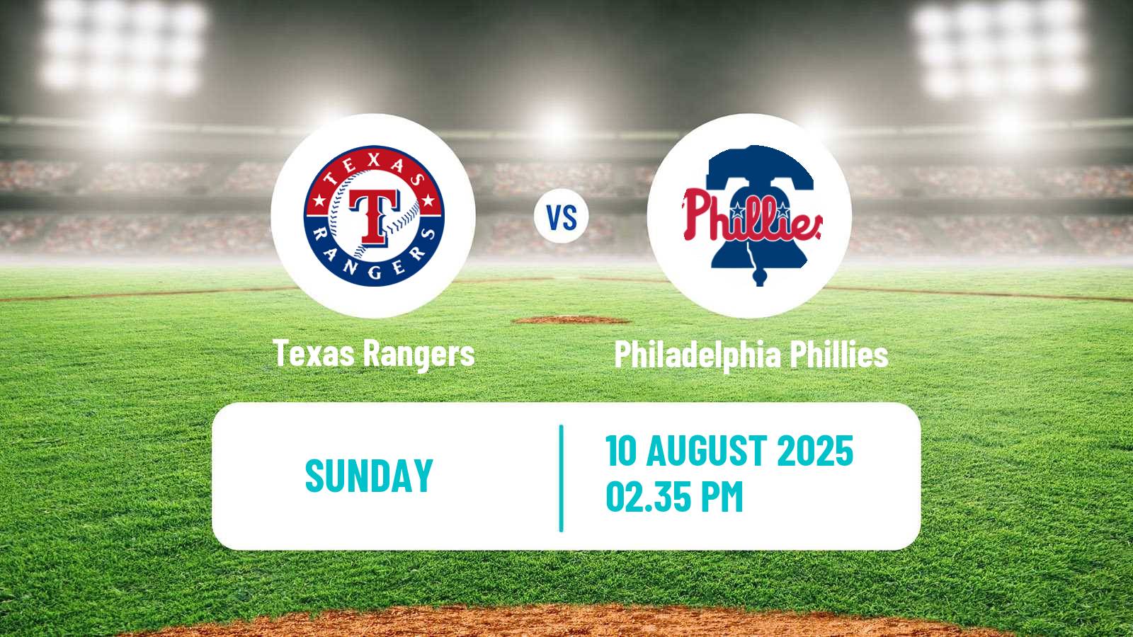 Baseball MLB Texas Rangers - Philadelphia Phillies