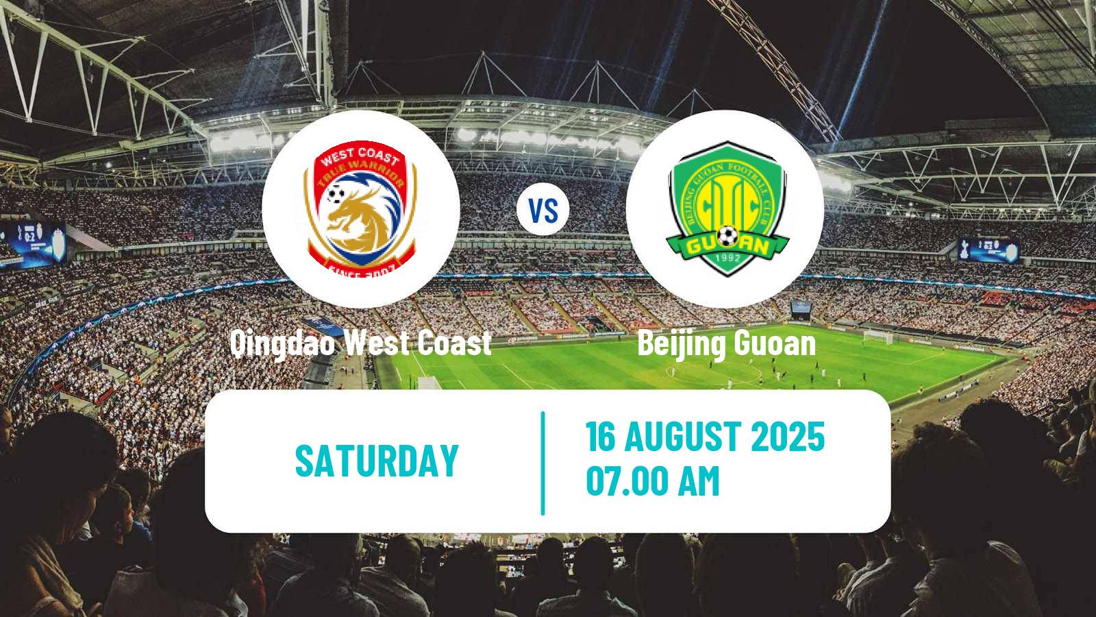 Soccer Chinese Super League Qingdao West Coast - Beijing Guoan