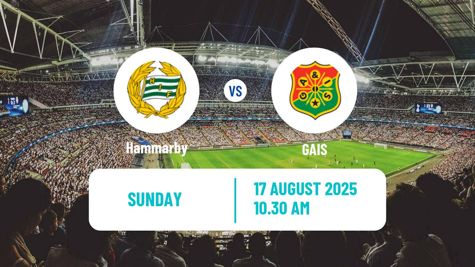 Soccer Swedish Allsvenskan Hammarby - GAIS