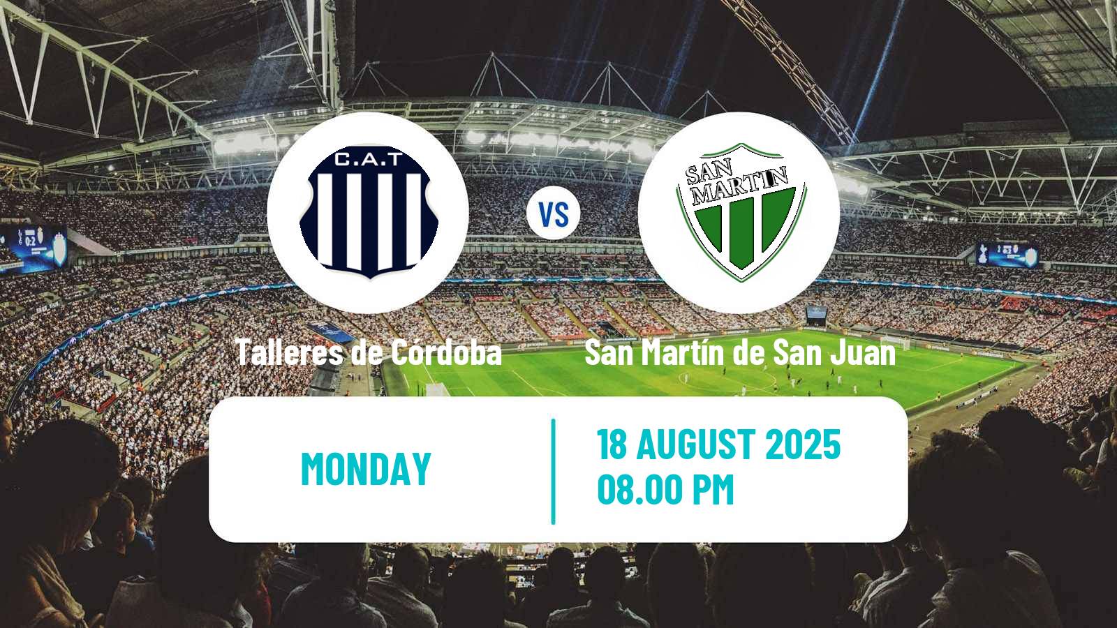 Soccer Argentinian Liga Profesional Talleres de Córdoba - San Martín de San Juan
