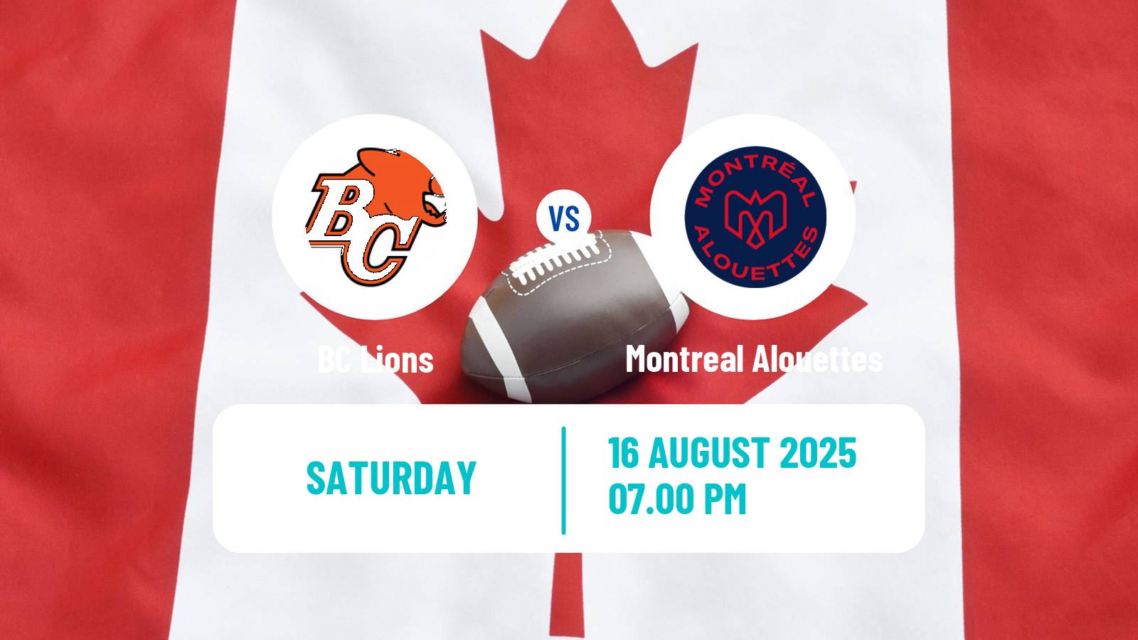 Canadian football CFL BC Lions - Montreal Alouettes