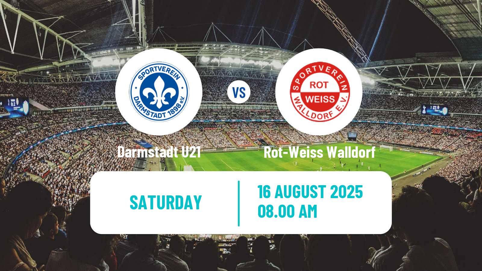 Soccer German Oberliga Hessen Darmstadt U21 - Rot-Weiss Walldorf