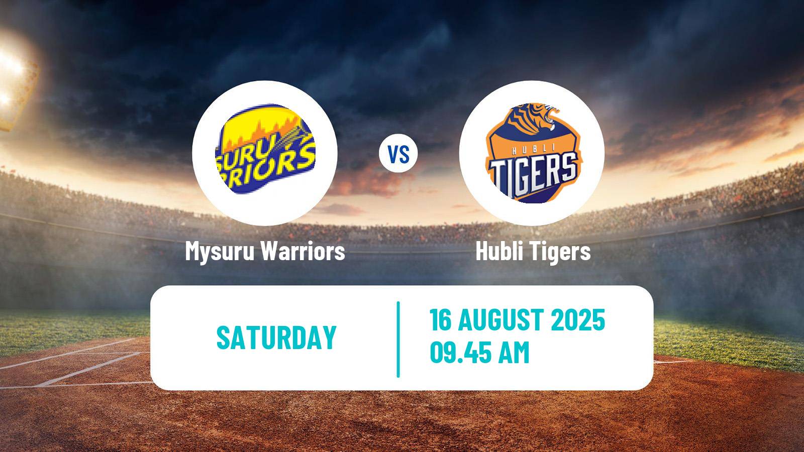 Cricket Indian Maharaja T20 Trophy Mysuru Warriors - Hubli Tigers