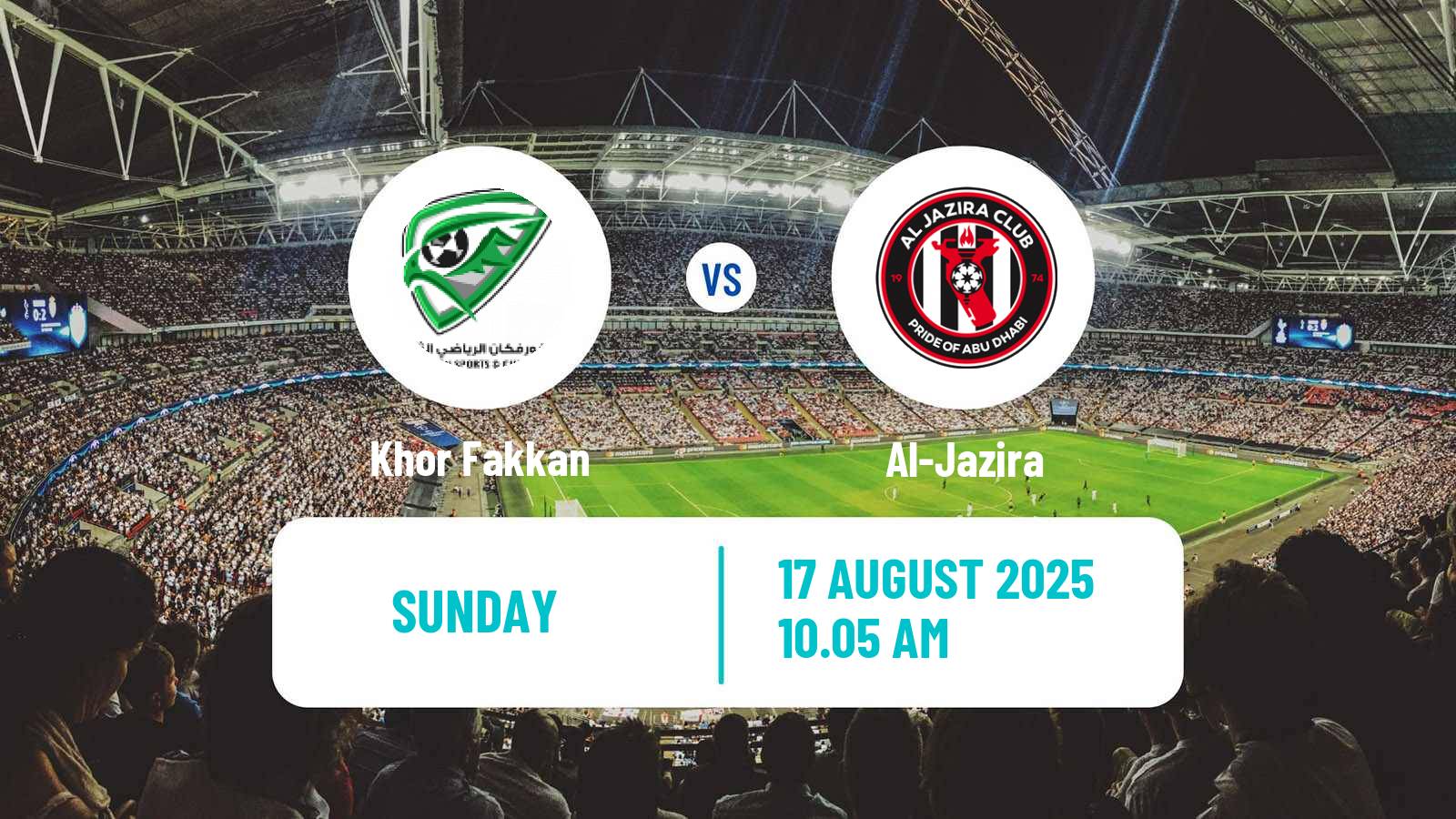 Soccer UAE Football League Khor Fakkan - Al-Jazira