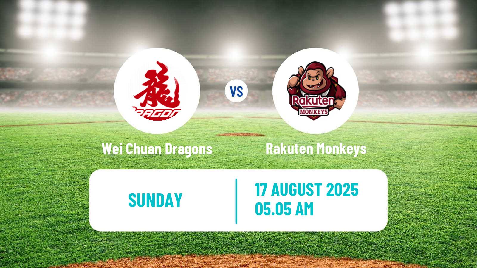 Baseball Taiwan CPBL Wei Chuan Dragons - Rakuten Monkeys
