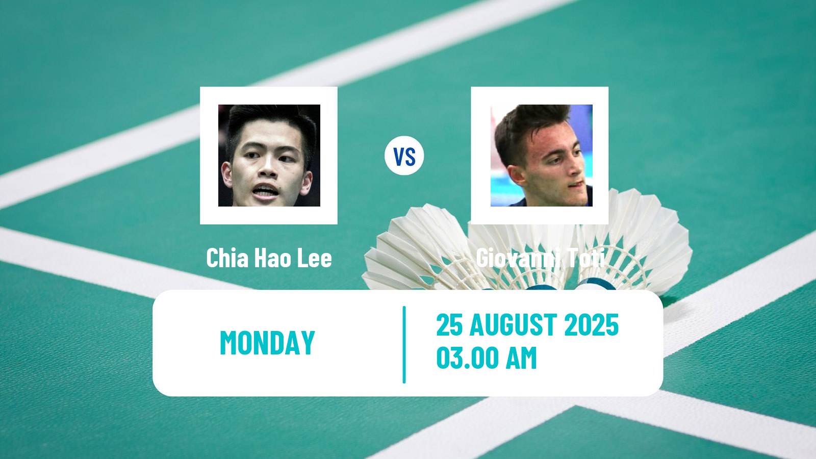 Badminton BWF World Championships Men Chia Hao Lee - Giovanni Toti