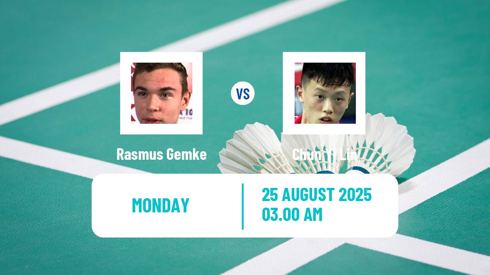 Badminton BWF World Championships Men Rasmus Gemke - Chun Yi Lin