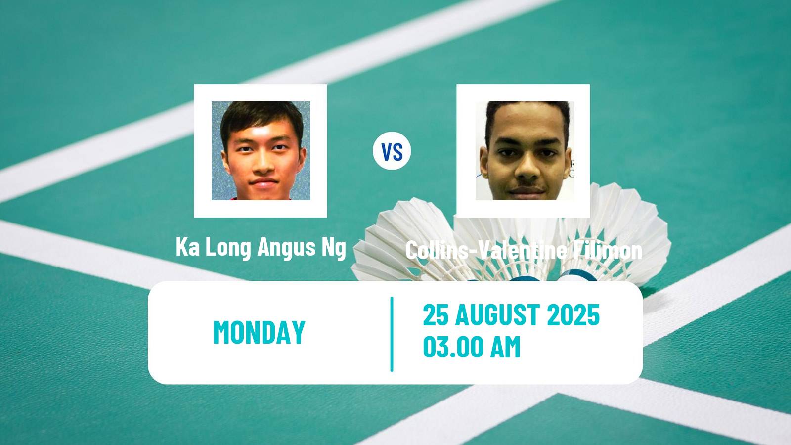 Badminton BWF World Championships Men Ka Long Angus Ng - Collins-Valentine Filimon