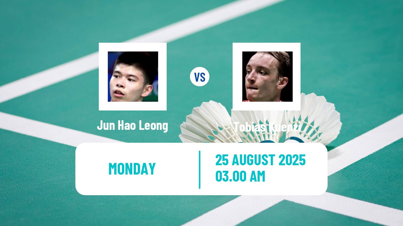 Badminton BWF World Championships Men Jun Hao Leong - Tobias Kuenzi