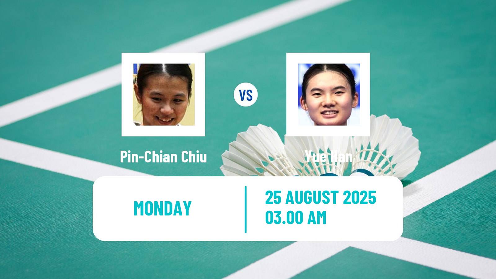 Badminton BWF World Championships Women Pin-Chian Chiu - Yue Han