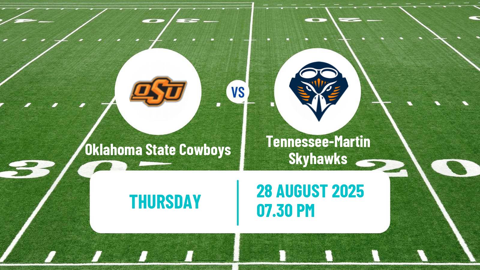 American football NCAA College Football Oklahoma State Cowboys - Tennessee-Martin Skyhawks