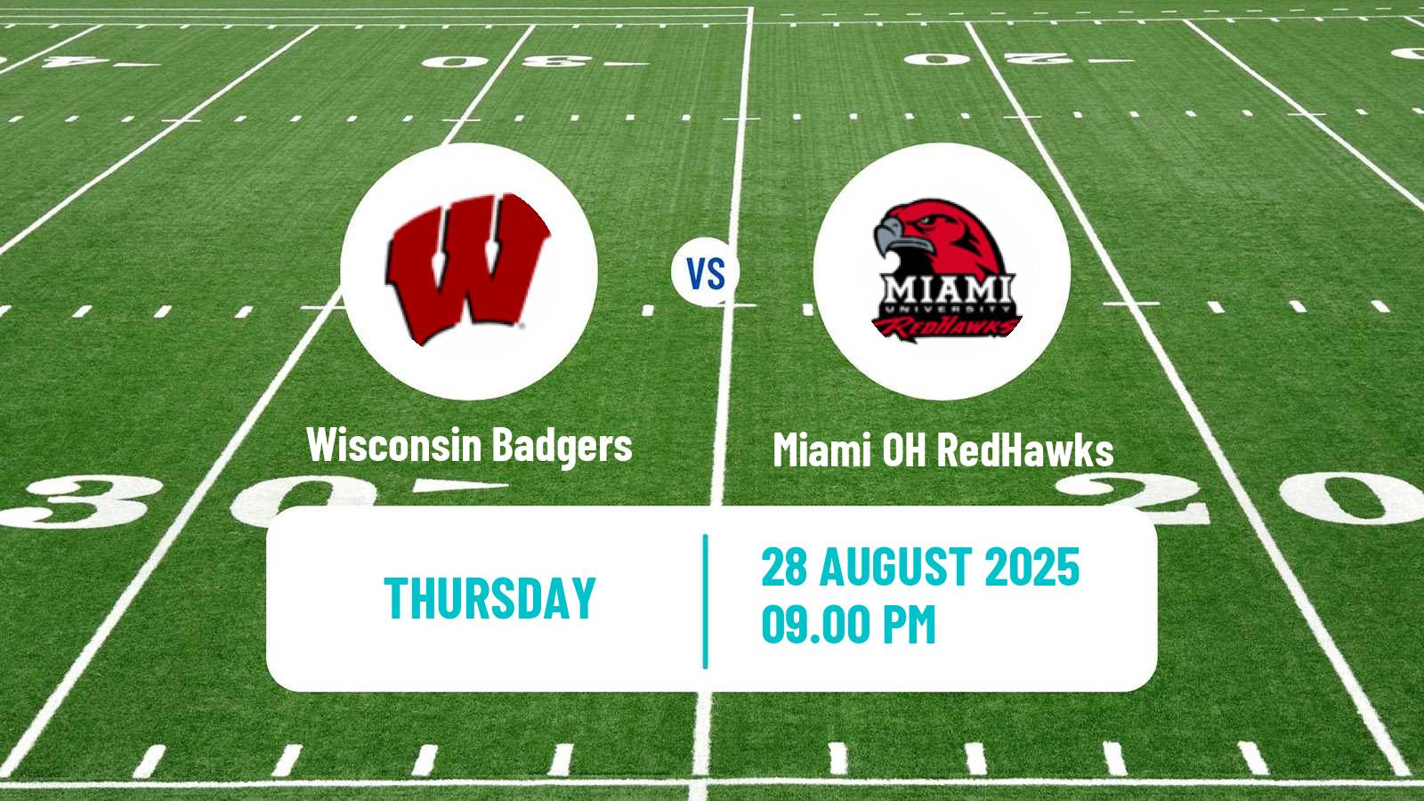 American football NCAA College Football Wisconsin Badgers - Miami OH RedHawks