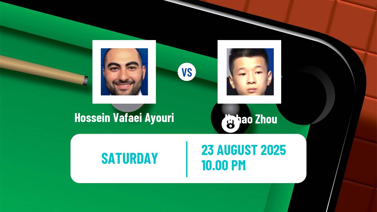 Snooker Wuhan Open Hossein Vafaei Ayouri - Jinhao Zhou