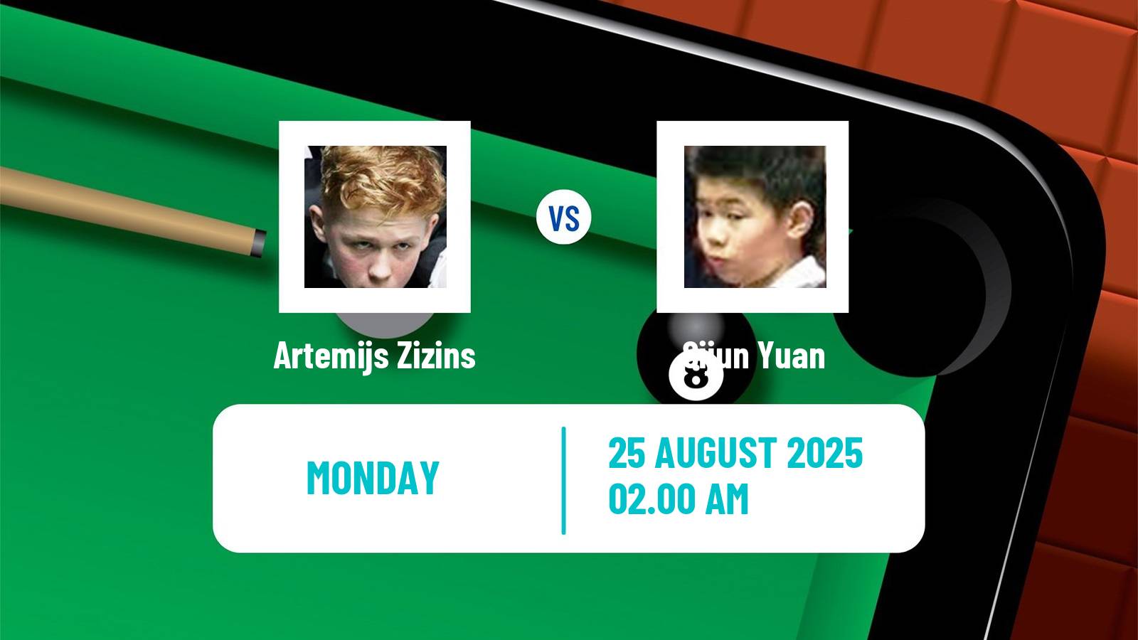 Snooker Wuhan Open Artemijs Zizins - Sijun Yuan