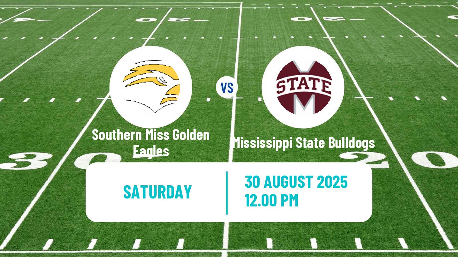 American football NCAA College Football Southern Miss Golden Eagles - Mississippi State Bulldogs