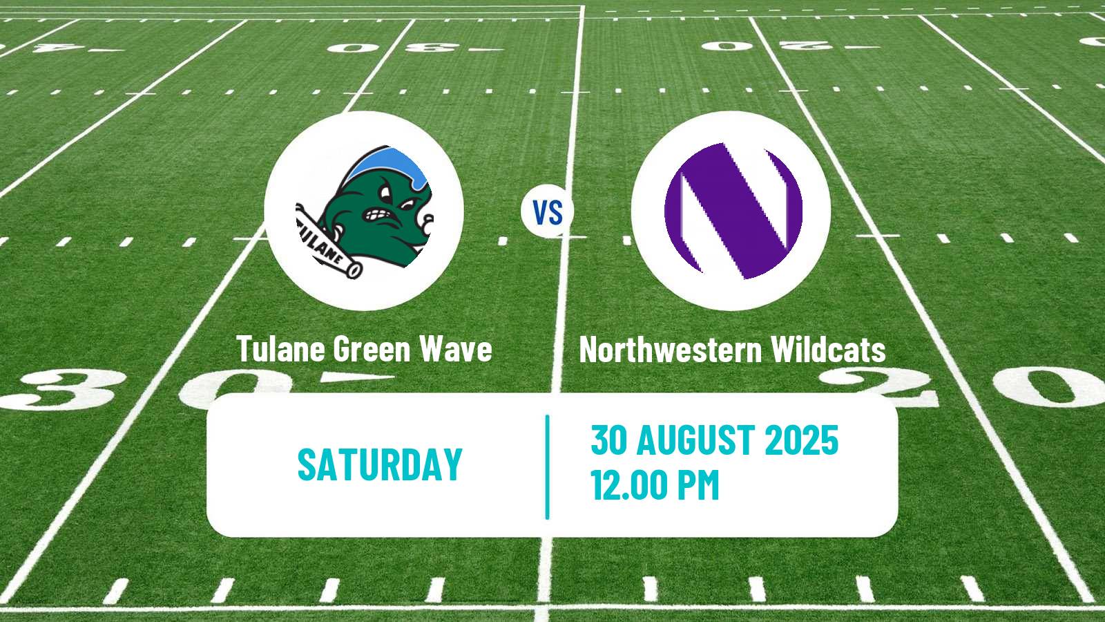 American football NCAA College Football Tulane Green Wave - Northwestern Wildcats