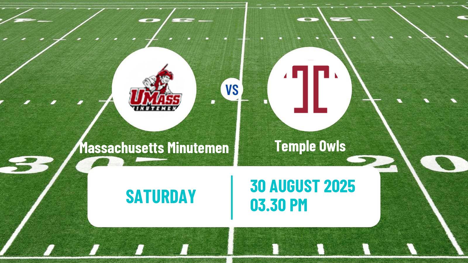 American football NCAA College Football Massachusetts Minutemen - Temple Owls