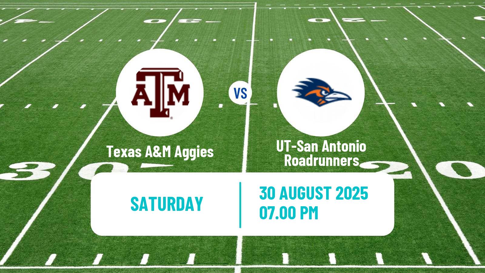 American football NCAA College Football Texas A&M Aggies - UT-San Antonio Roadrunners