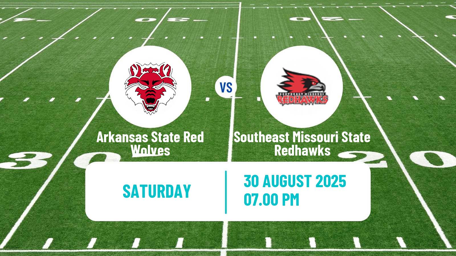 American football NCAA College Football Arkansas State Red Wolves - Southeast Missouri State Redhawks