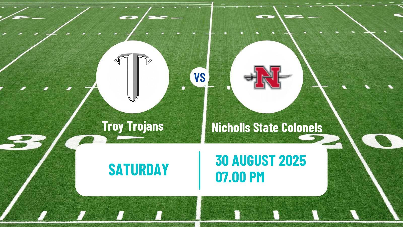 American football NCAA College Football Troy Trojans - Nicholls State Colonels