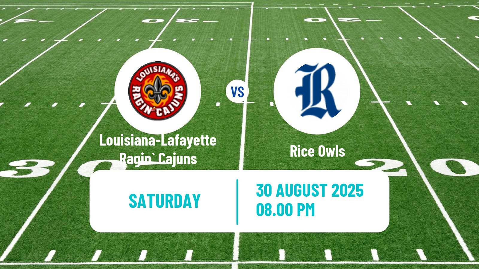 American football NCAA College Football Louisiana-Lafayette Ragin` Cajuns - Rice Owls