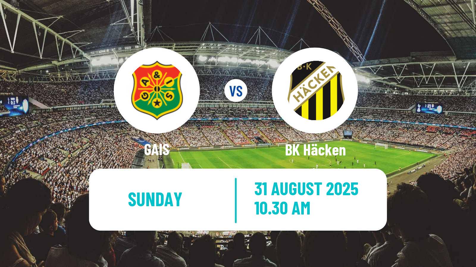 Soccer Swedish Allsvenskan GAIS - Häcken