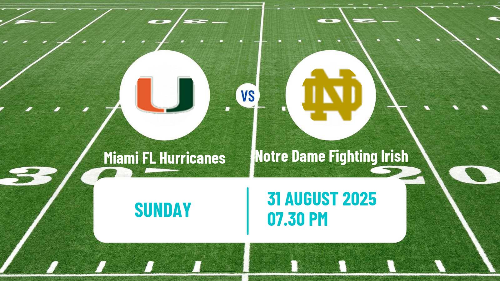 American football NCAA College Football Miami FL Hurricanes - Notre Dame Fighting Irish