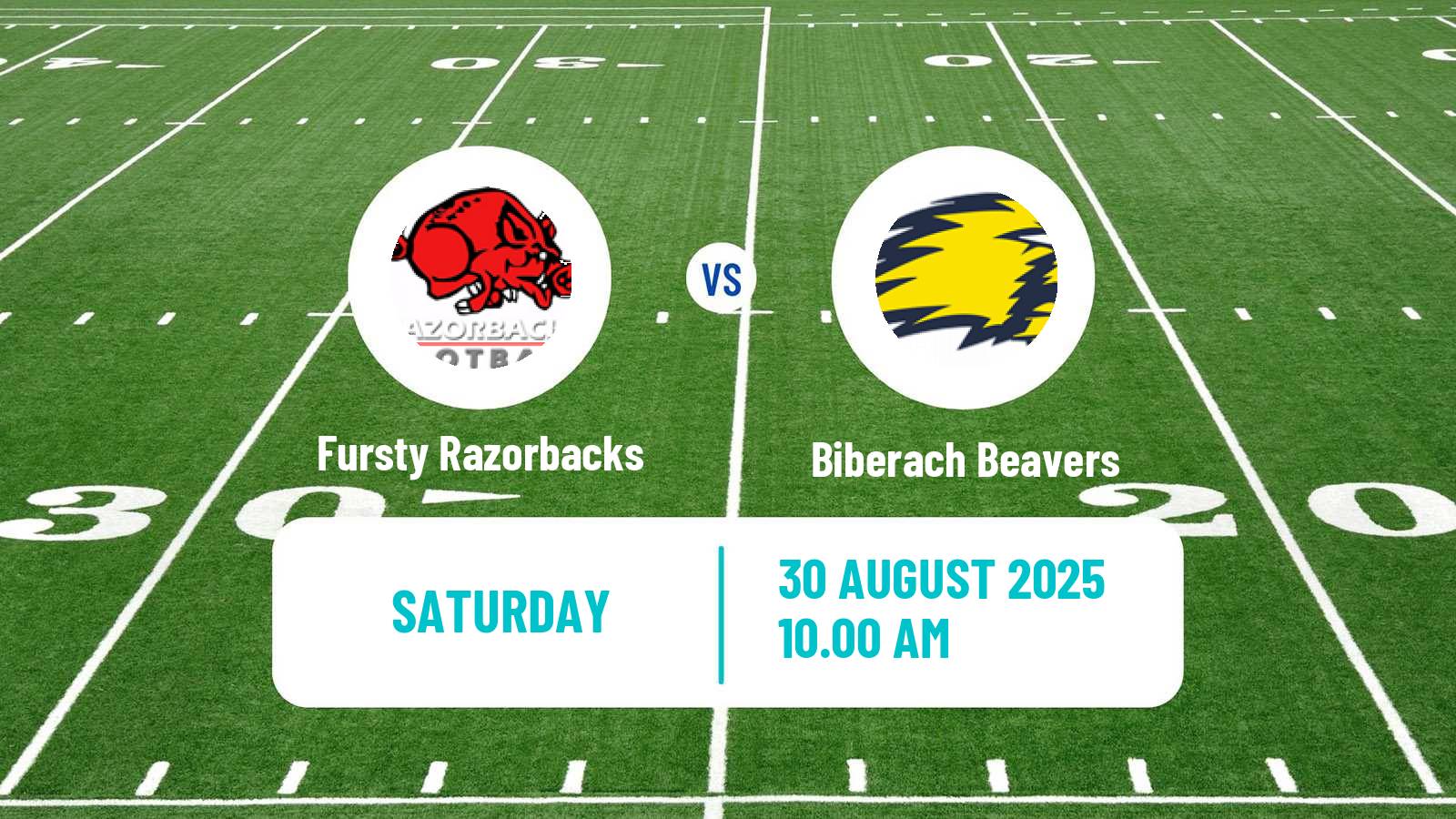 American football German GFL 2 Fursty Razorbacks - Biberach Beavers