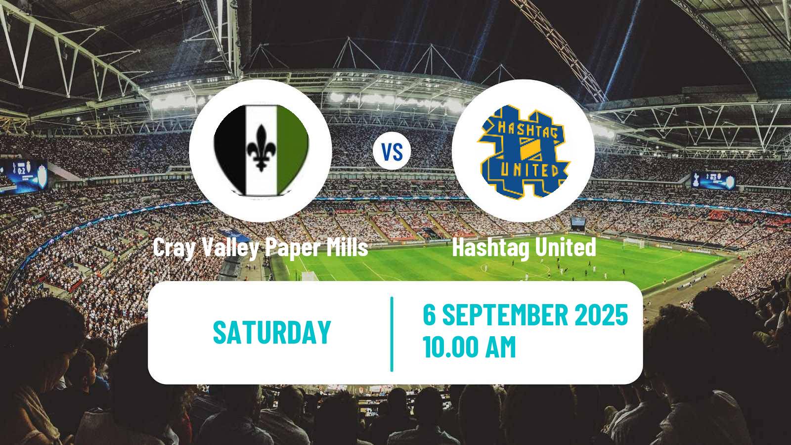Soccer English Isthmian League Premier Division Cray Valley Paper Mills - Hashtag United