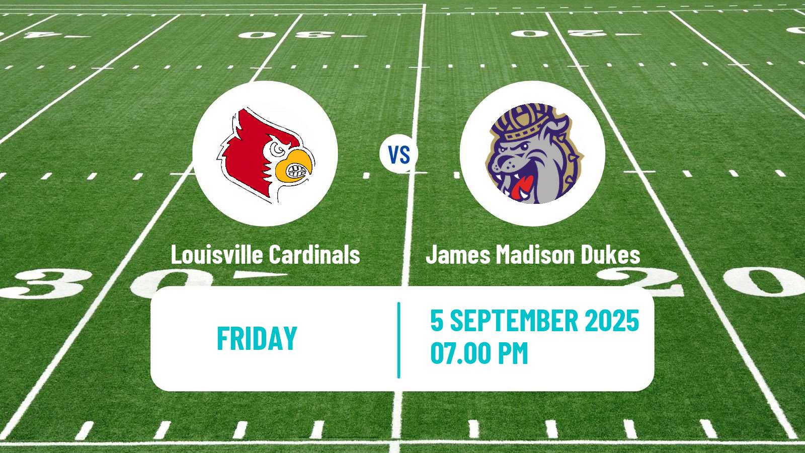 American football NCAA College Football Louisville Cardinals - James Madison Dukes