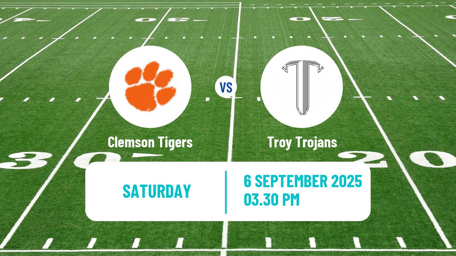 American football NCAA College Football Clemson Tigers - Troy Trojans
