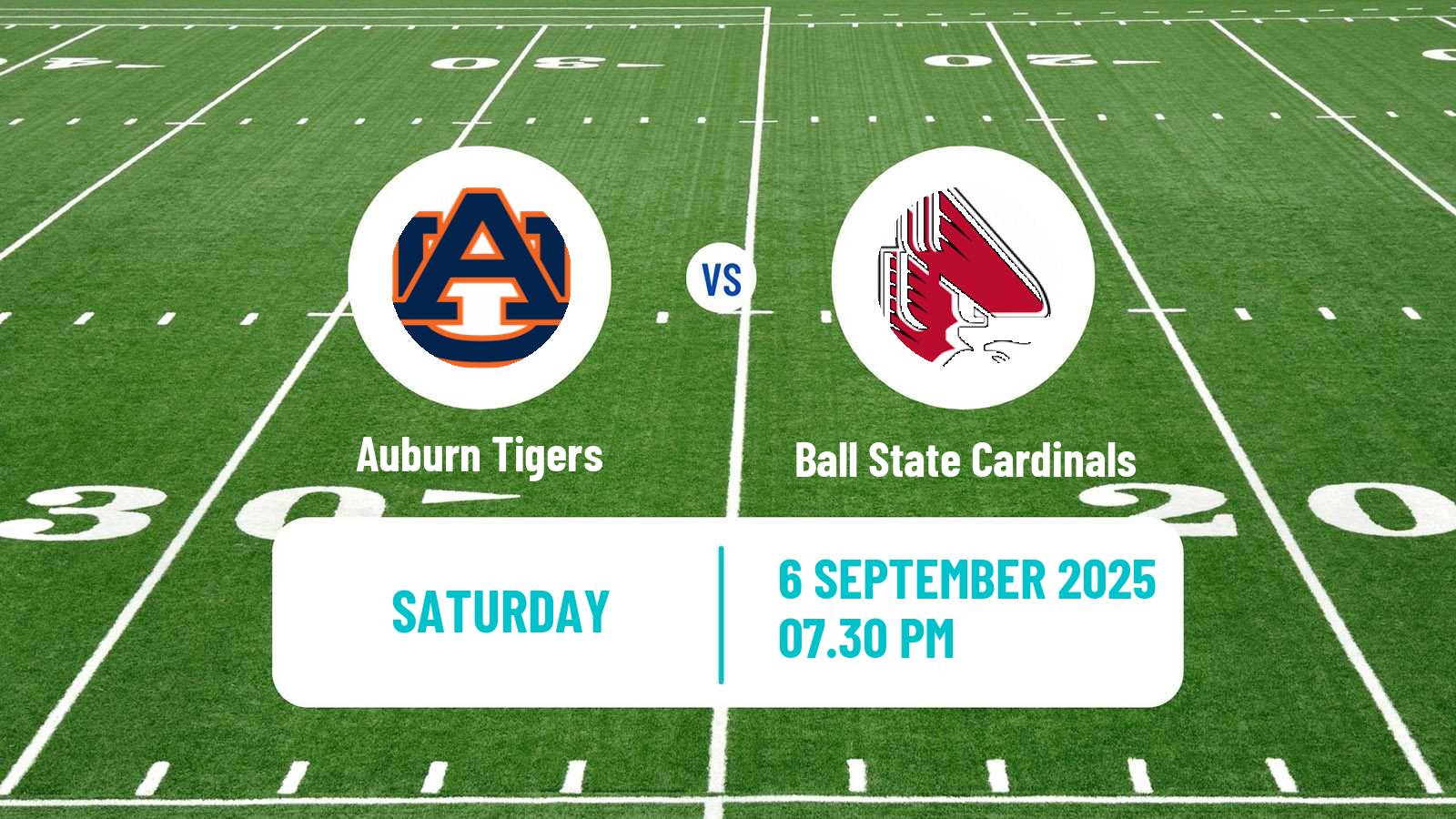 American football NCAA College Football Auburn Tigers - Ball State Cardinals