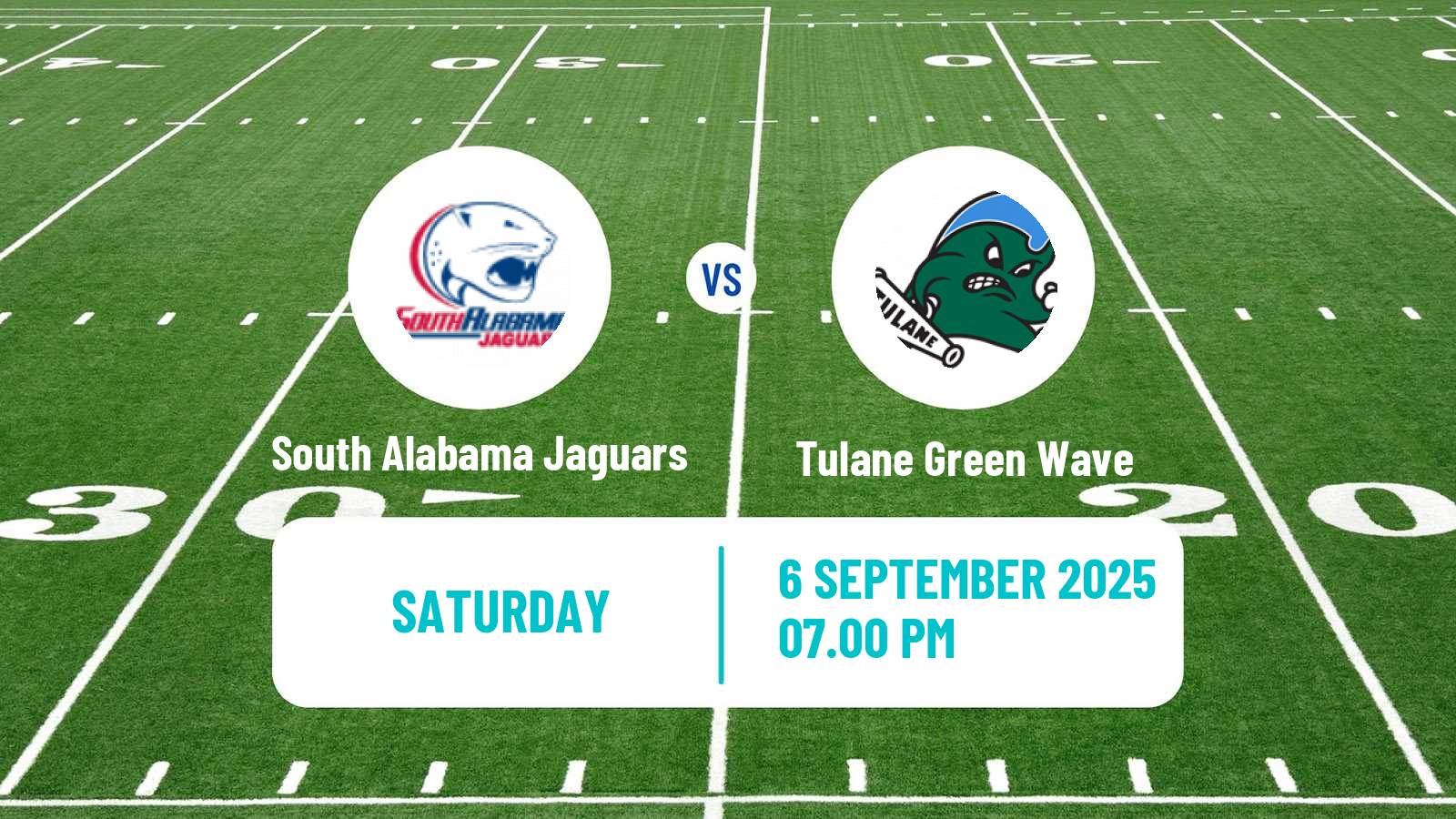 American football NCAA College Football South Alabama Jaguars - Tulane Green Wave