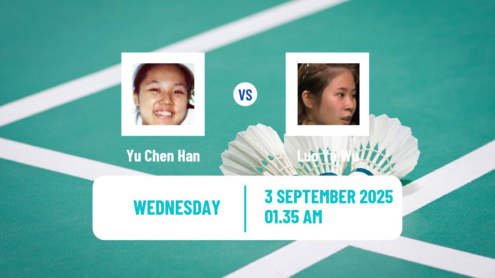 Badminton BWF World Tour China Masters 2 Women Yu Chen Han - Luo Yu Wu
